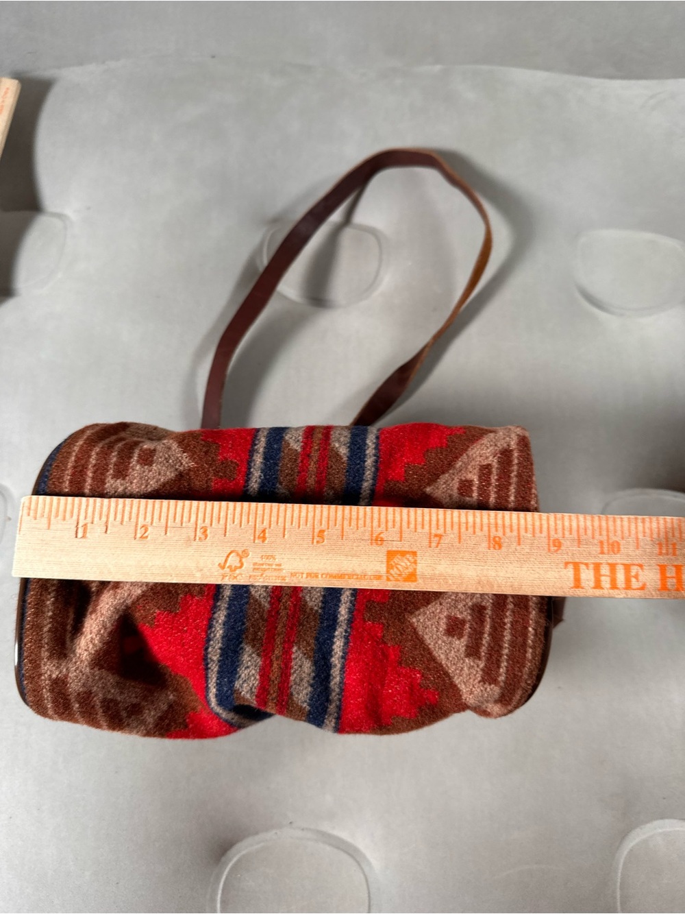 Pendleton Red Tan And Blue Wool Southwestern Aztec Retro Crossbody Bag USA Made - Picture 14 of 15
